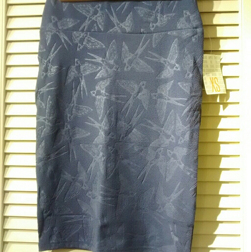 NWT XS LuLaRoe Cassie Skirt bird pattern
